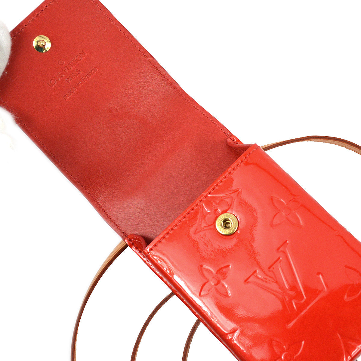 Louis Vuitton 2001 Red Vernis Green Cigarette Shoulder Bag M91155