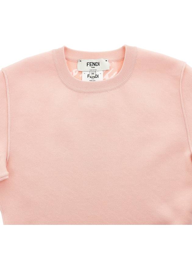 Luxury Fendi Knit Short Sleeve T-Shirt Pink