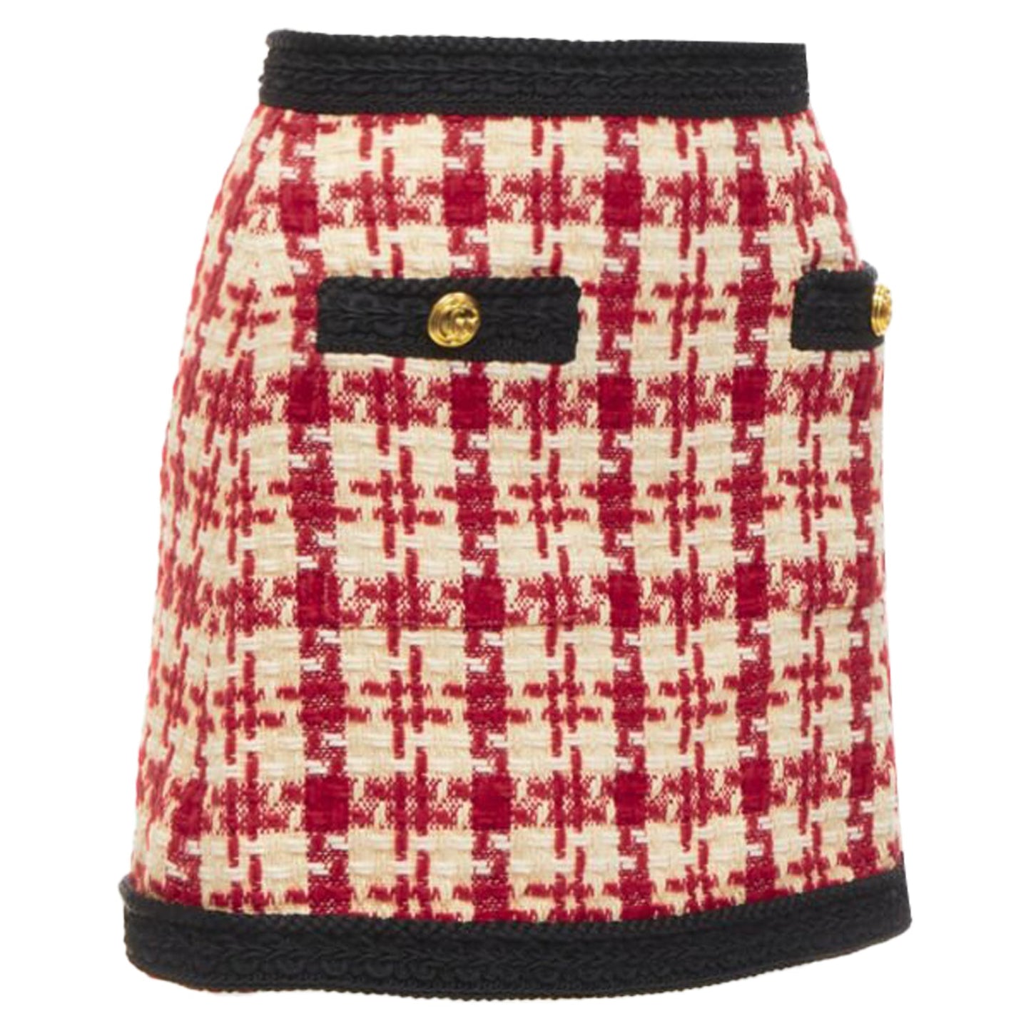 Gucci checke tweed tone GG button mini skirt