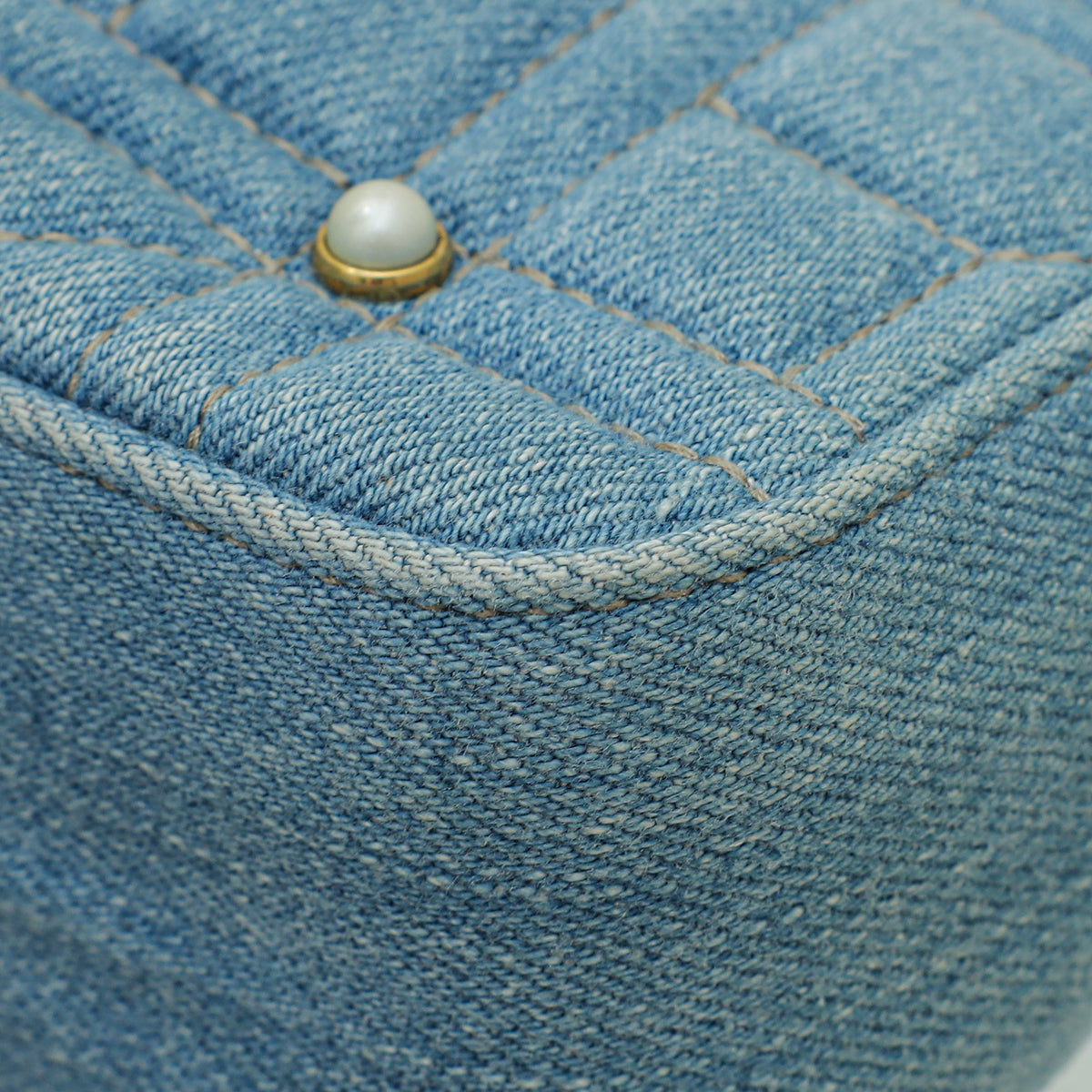 Gucci Gg Denim Marmont Pearl Mini Shoulder Bag