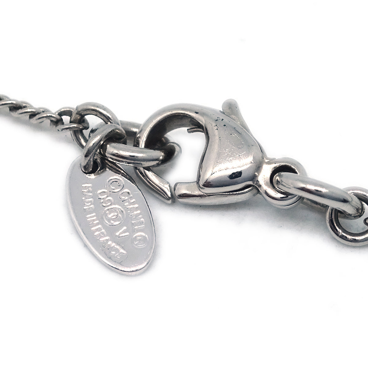 Chanel Silver Necklace Pendant Rhinestone 09V