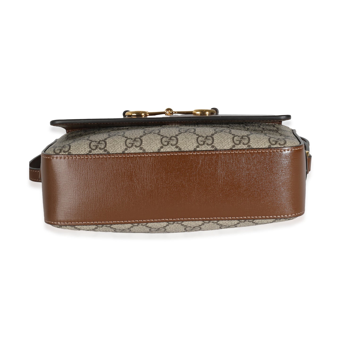 Gucci Beige Brown GG Supreme Monogram Small Horsebit 1955 Shoulder Bag