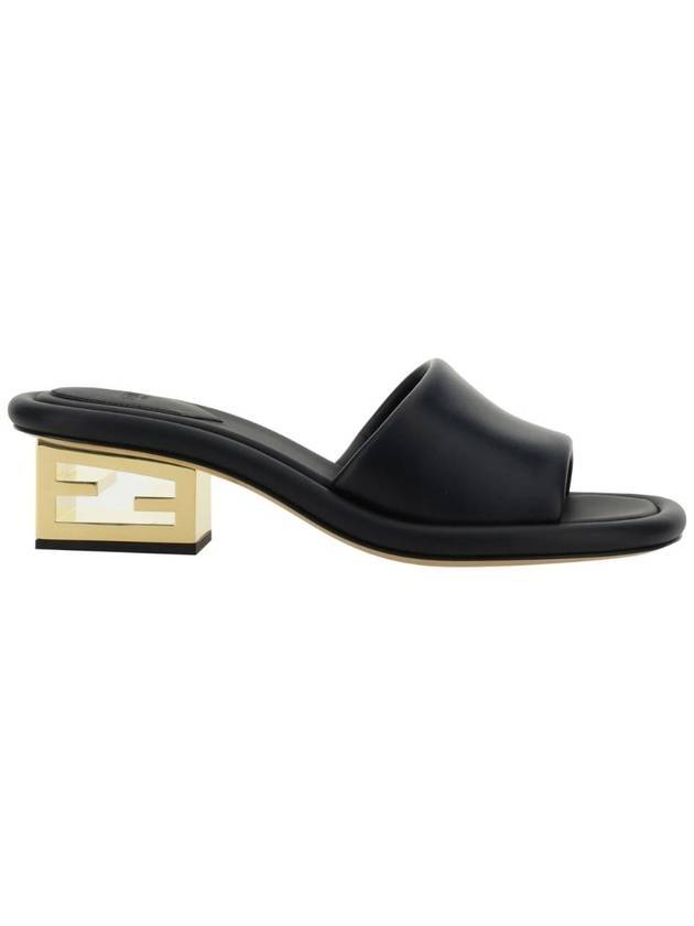 Luxury Fendi FF Baguette Motif Nappa Leather Sandals Black