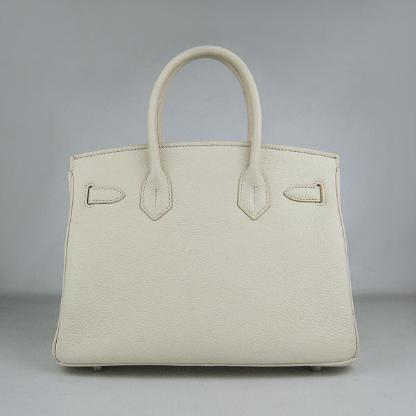 Luxury Hermes Birkin 30cm Togo leather Handbags beige silver