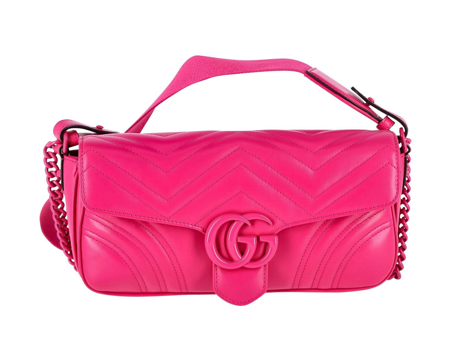 Luxury Gucci Trending 2025 Medium GG Marmont Flap Matelassé Shoulder Bag in Pink Leather
