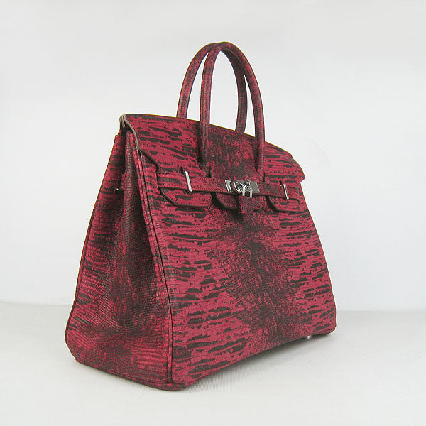 Luxury Hermes Birkin 35CM Lizard Pattern handbag 6089 Red/silver