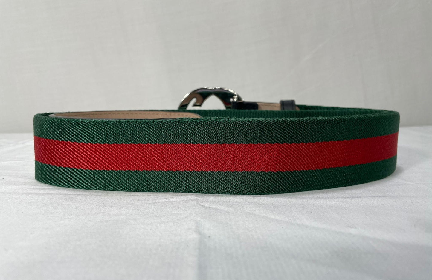 Gucci Web Interlocking G Buckle Belt in Green Canvas