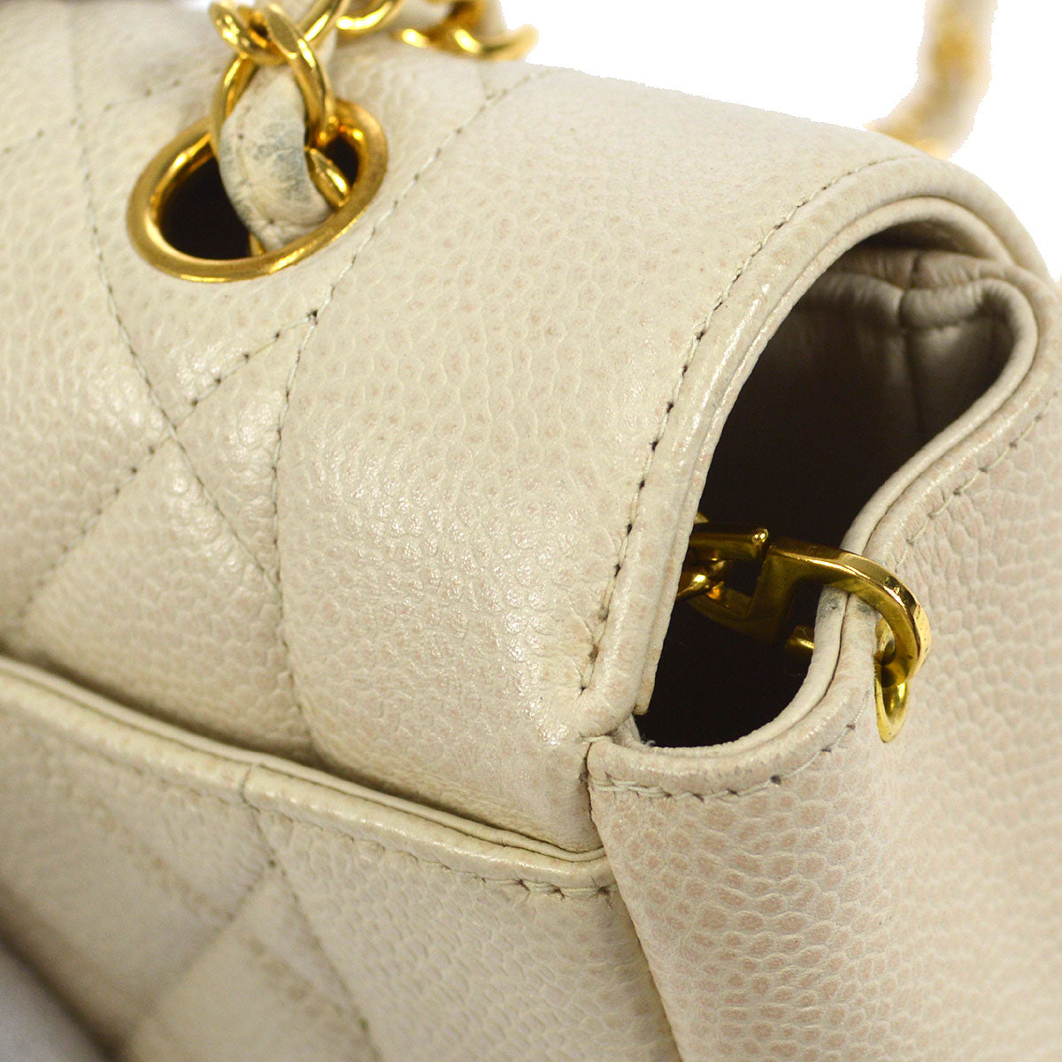 Luxury Chanel * 1996-1997 Tall Diana Flap Medium Ivory Caviar
