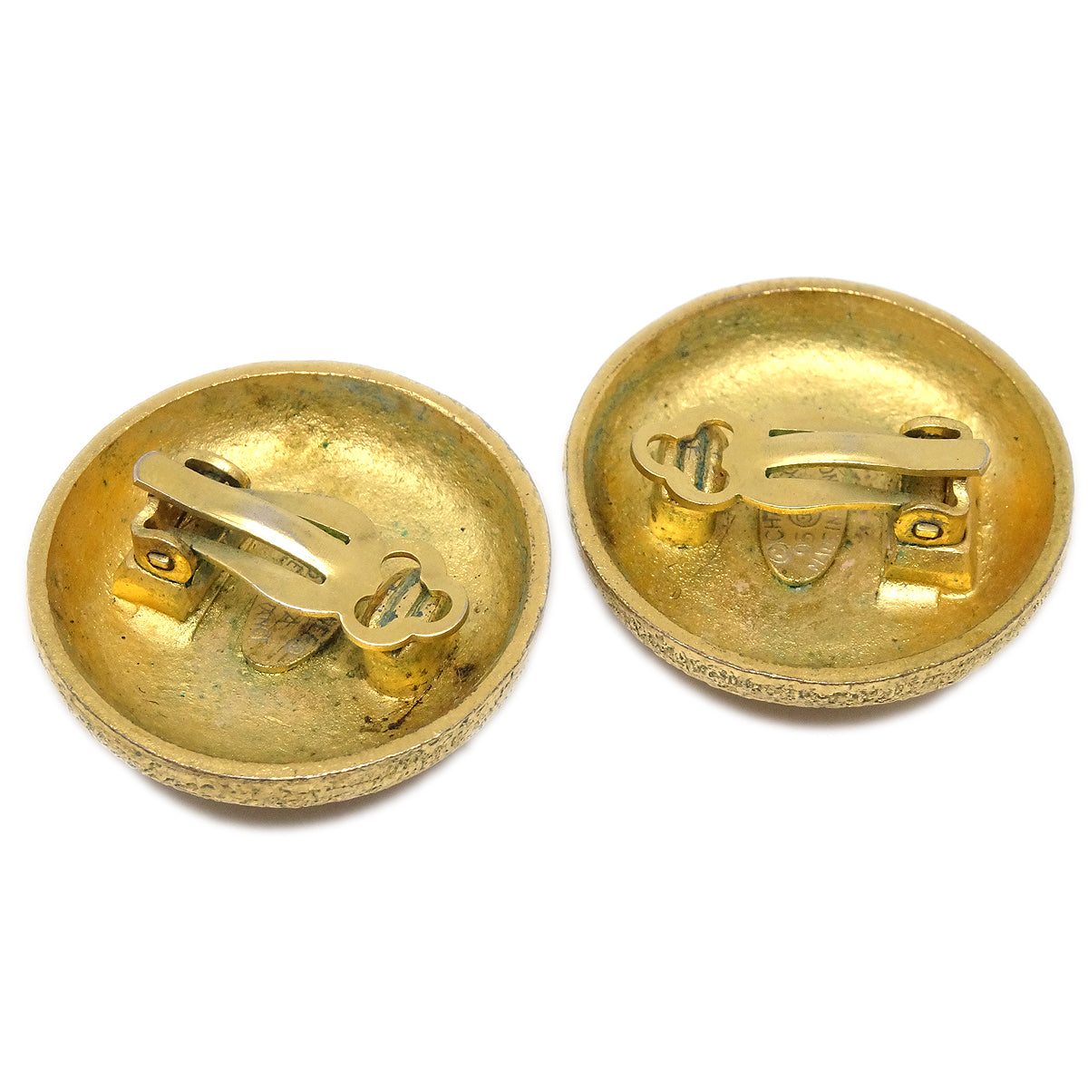 Luxury Chanel Button Earrings Gold Clip-On Large 95A