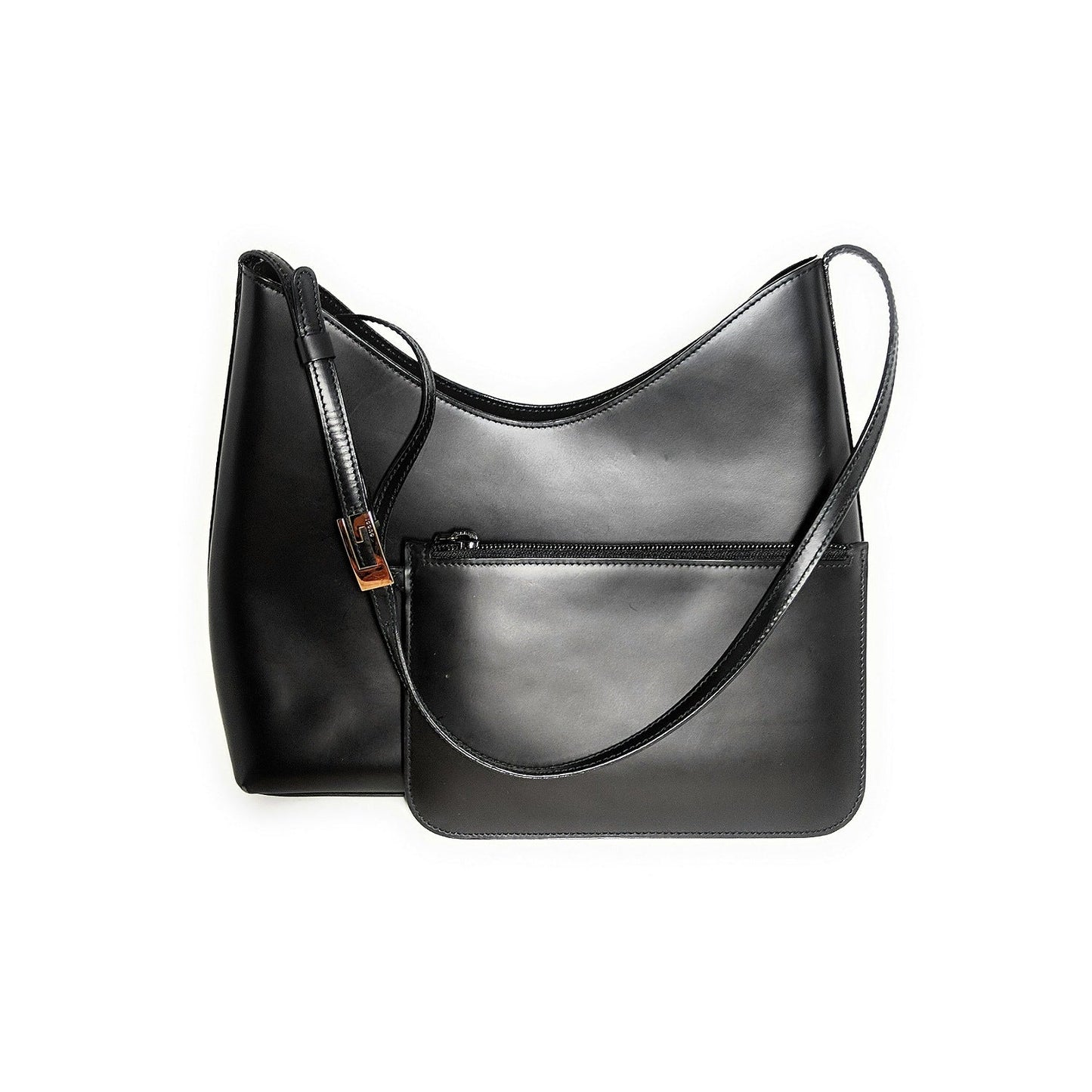 Luxury Gucci Vintage Black Leather Shoulder Bag