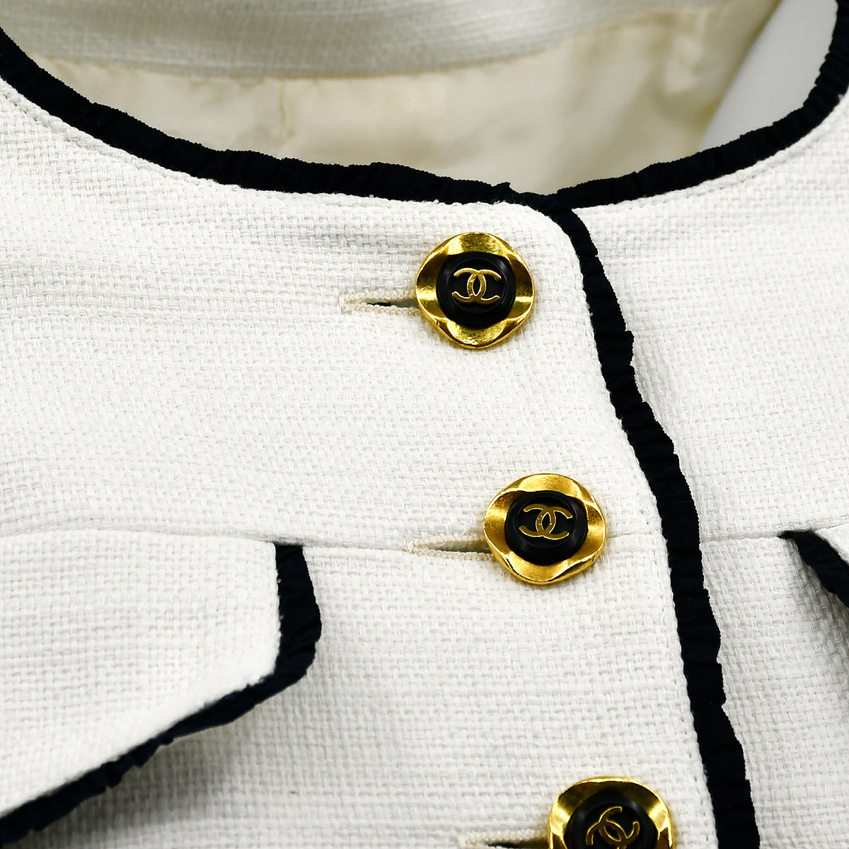 Chanel Collarless Breasted Jacket White #38