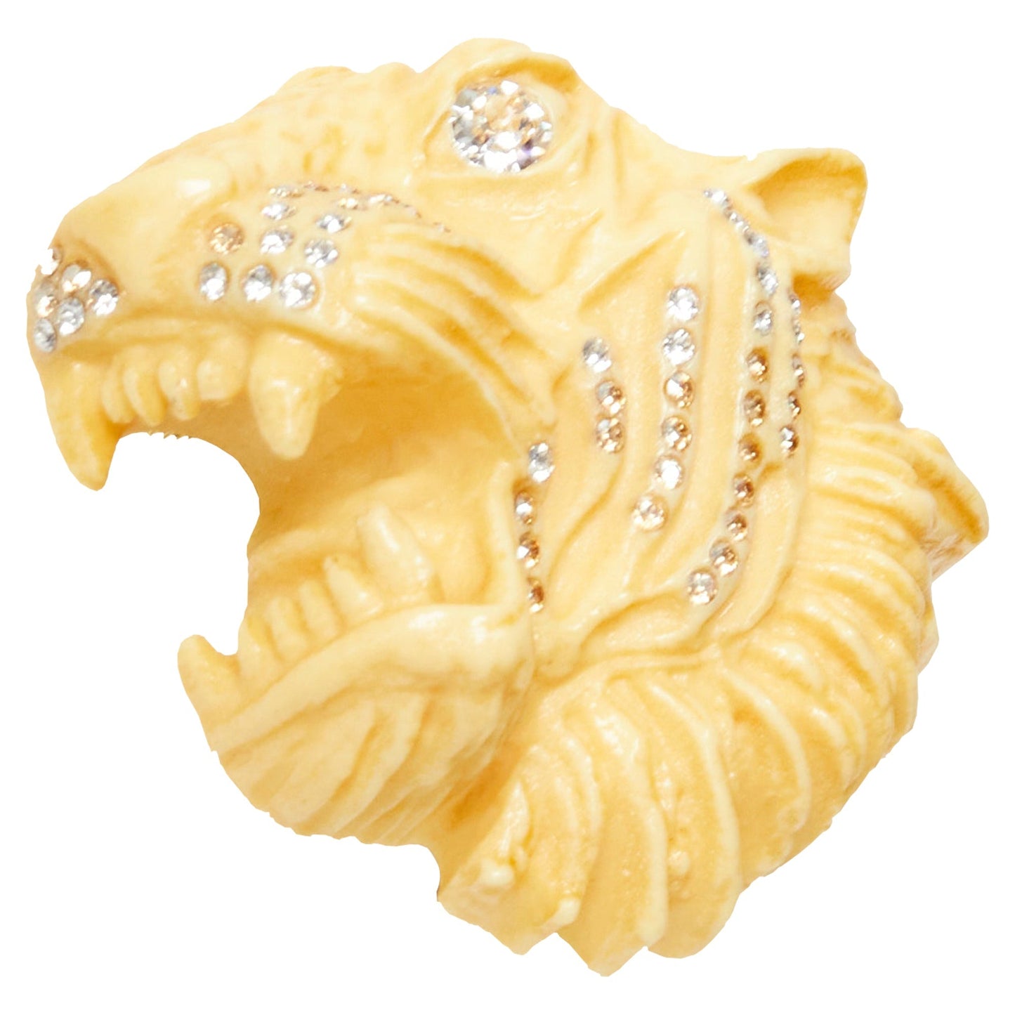 Gucci resin crystal Tiger head pin brooch