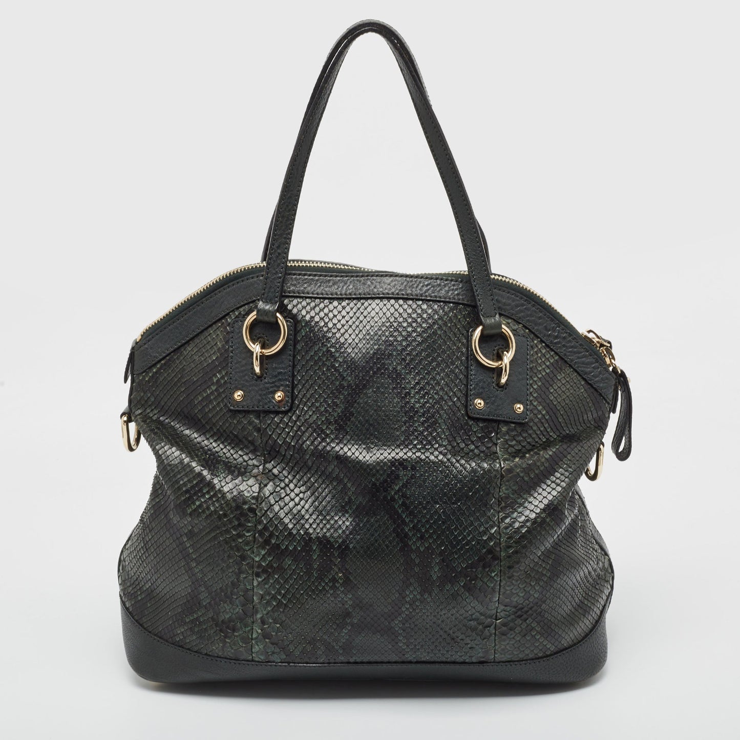 Luxury Gucci Trending 2025 Green/Black Python and Leather Interlocking G Charm Bag