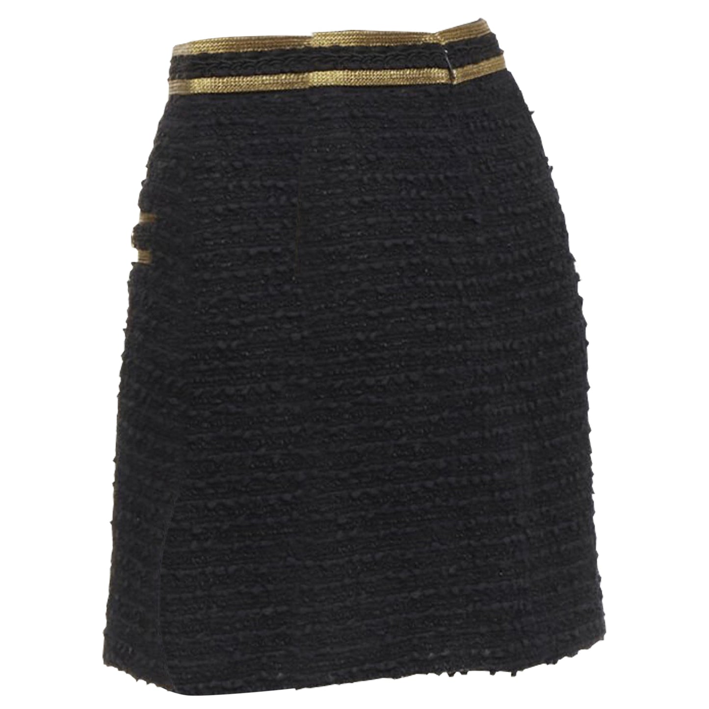 Gucci GG logo button trim tweed mini A-line skirt