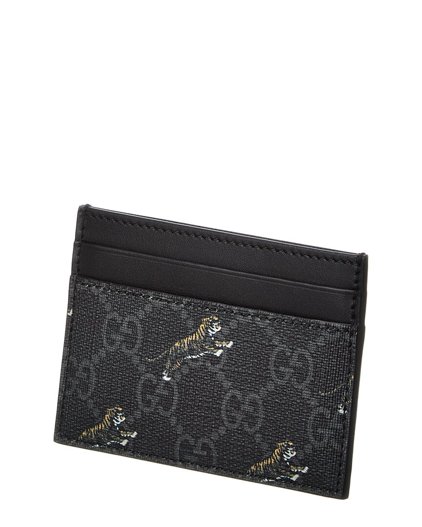 Luxury Gucci Trending 2025 GG Tigers Supreme Canvas & Leather Card Holder