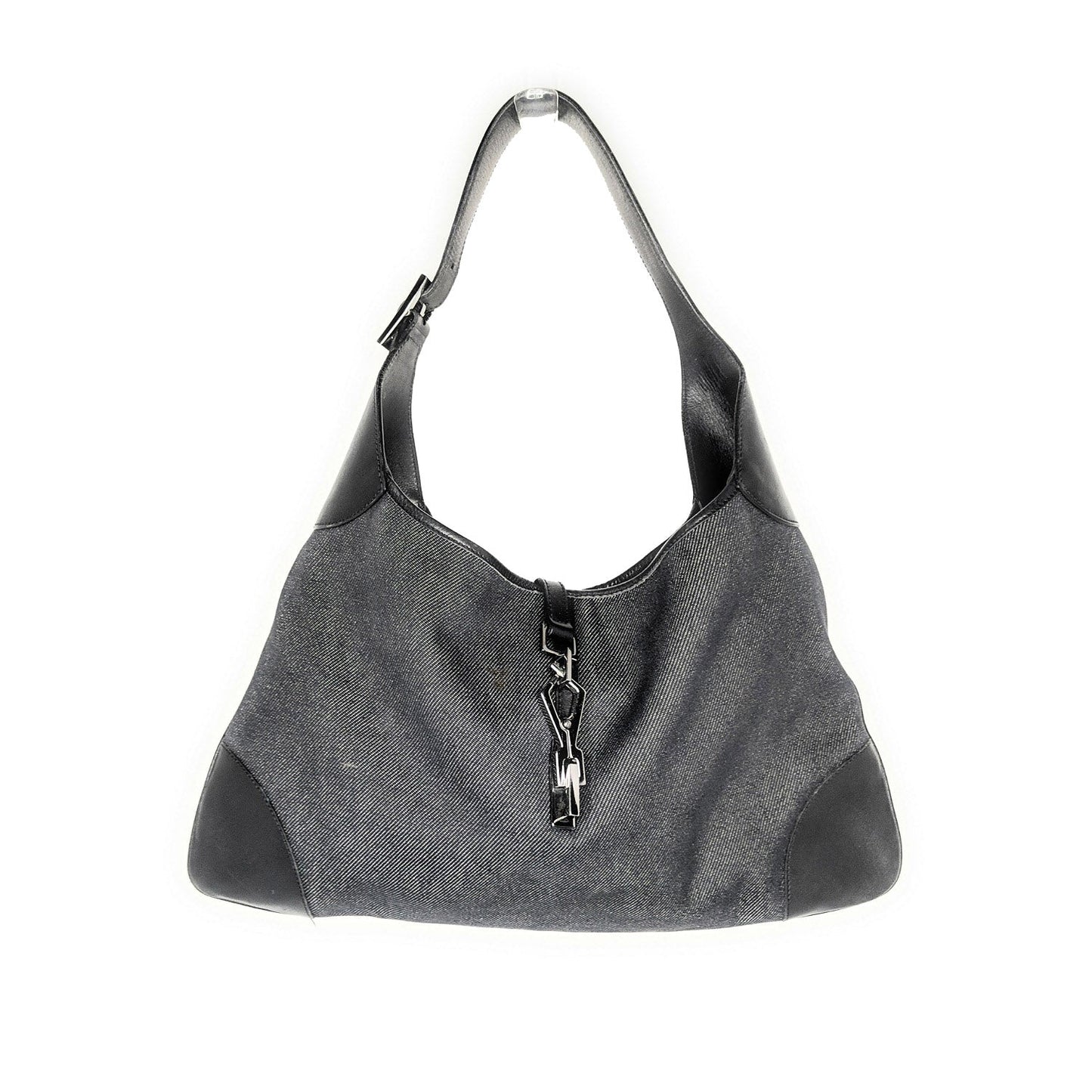 Luxury Gucci Black Denim Jackie Shoulder Bag Hobo