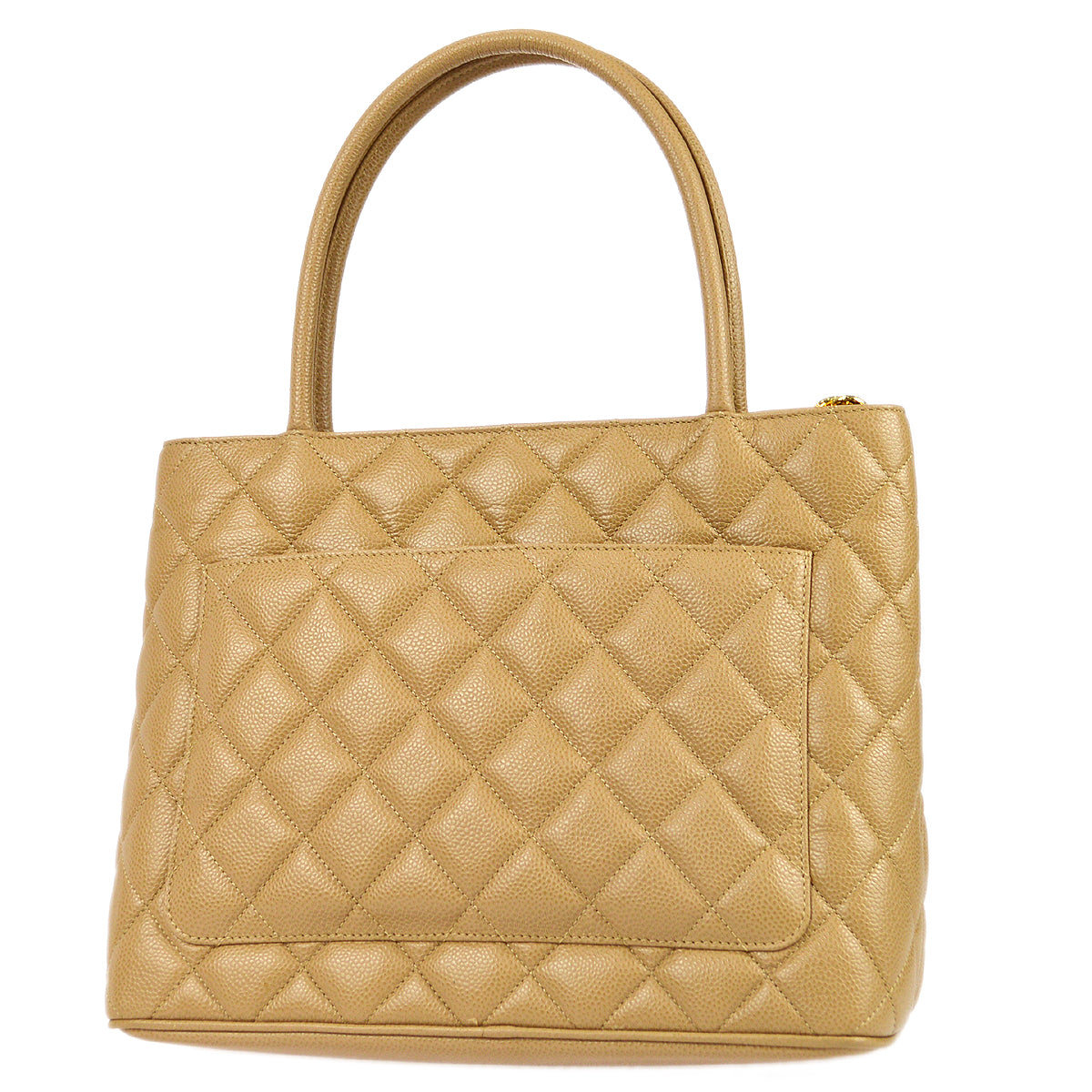 Luxury Chanel 2001-2003 Medallion Tote SHW Beige Caviar