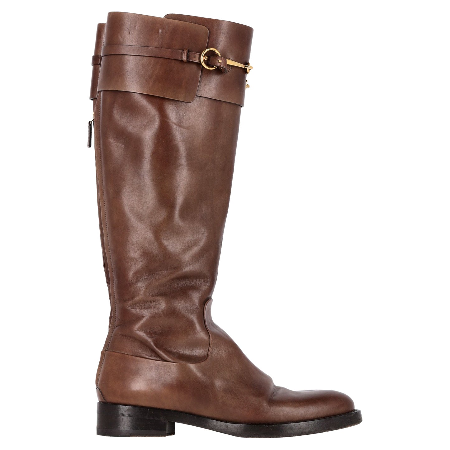 Luxury Gucci Trending 2025 Logo-Plaque Boots in Brown Calfskin Leather