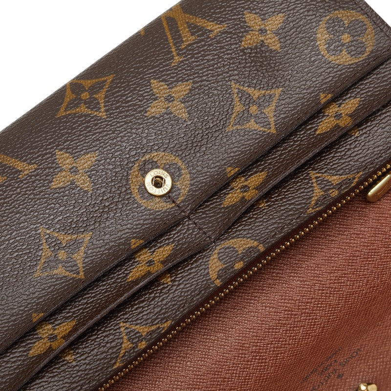 Louis Vuitton Monogram Portefolio Sarah Long Wallet M61726 Brown PVC Leather  Louis Vuitton
