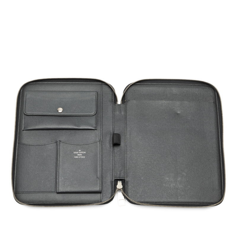 Louis Vuitton Taiga Documentary Case Manual  Black Leather Men LOUIS VUITTON
