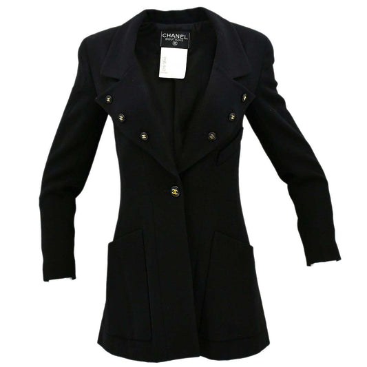Chanel Single Breasted Jacket Black 94C #34
