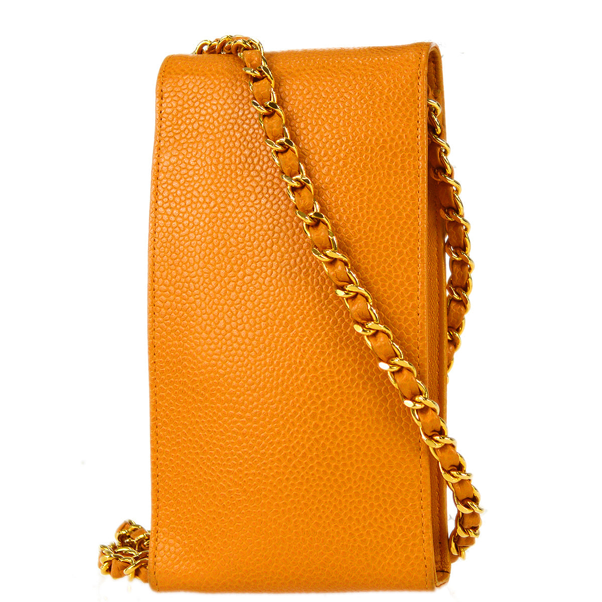 Luxury Chanel 1997-1999 Orange Caviar Timeless Phone Case