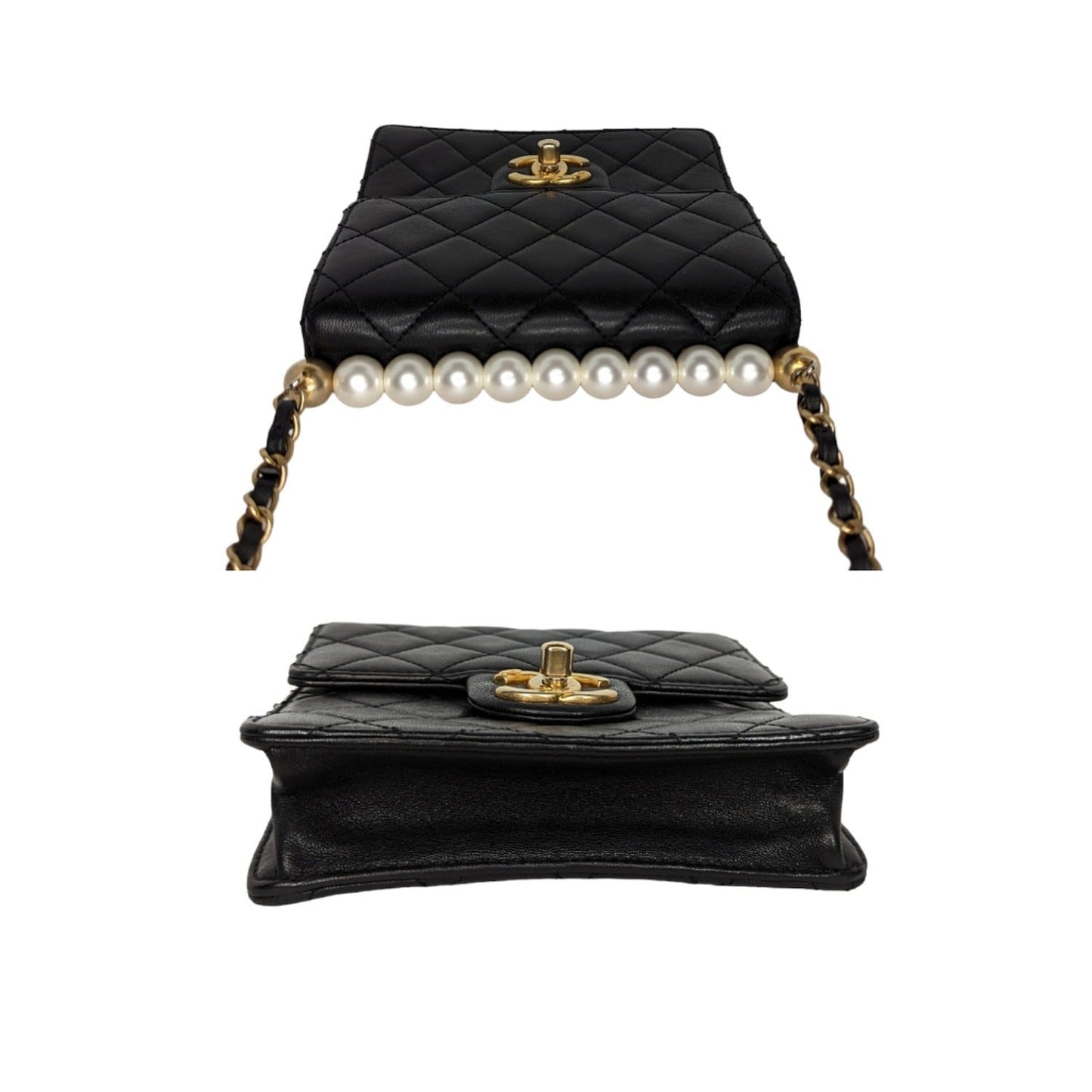 Luxury Chanel bag Small Goatskin Quilted Chic Pearls Crossbody Flap