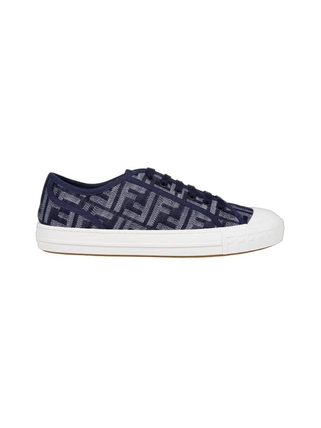 Luxury Fendi Domino FF Morty Denim Low Top Sneakers Blue