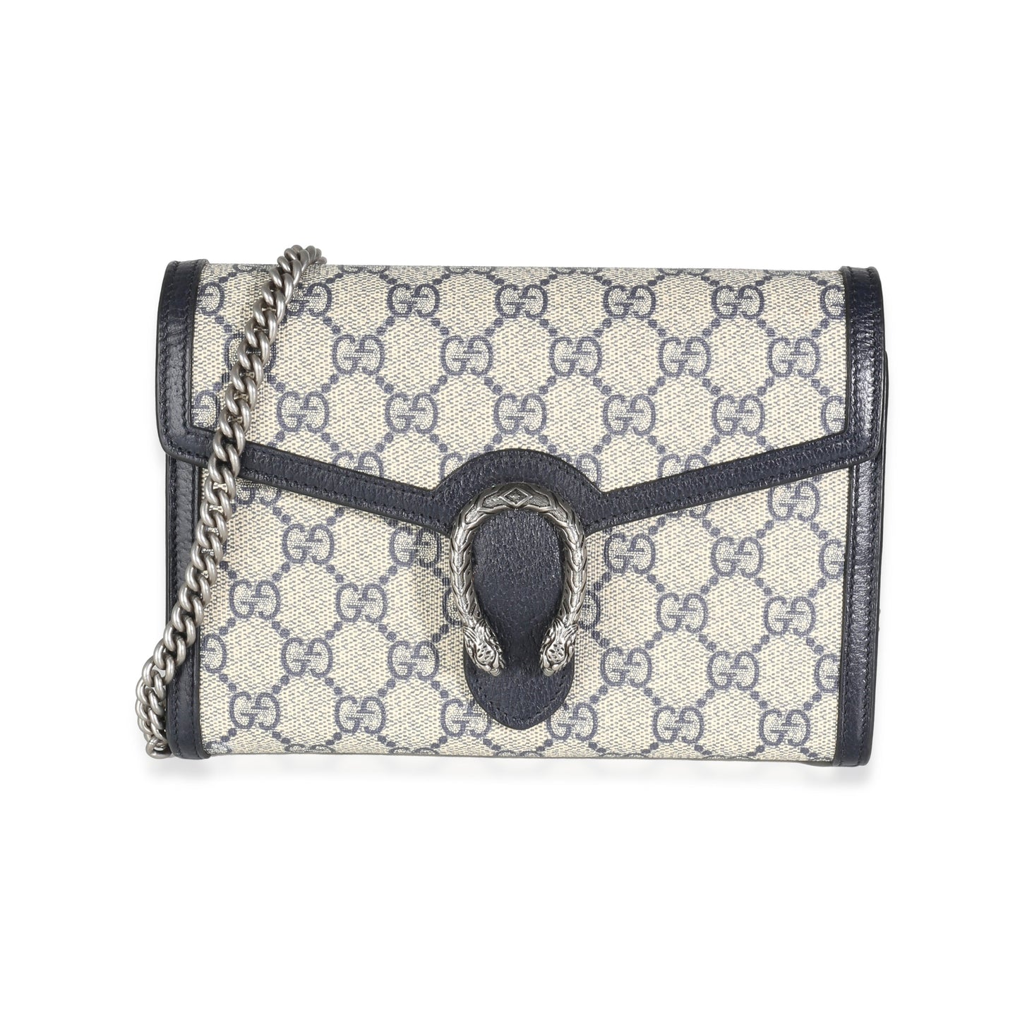 Gucci Navy GG Supreme Canvas Mini Dionysus Chain Wallet
