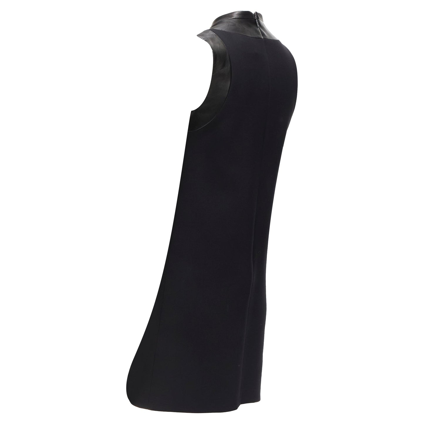 Gucci Wool Leather Silver Horsebit Buckle Shift Dress