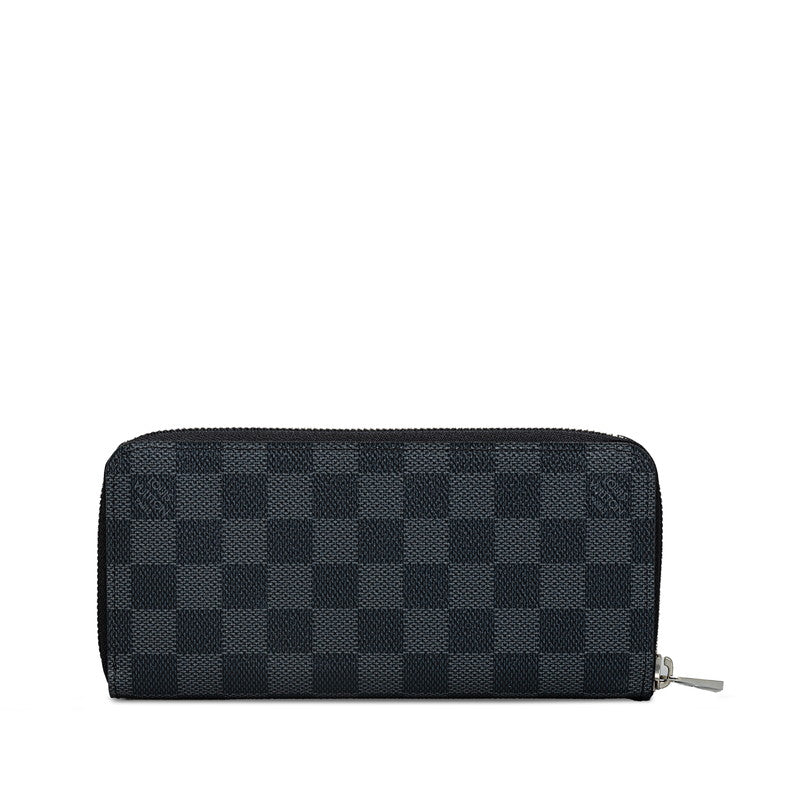 Louis Vuitton Damier Graphite Zippie Wallet Vertical Round Fashner Long Wallet N63095 Black PVC Leather Men LOUIS VUITTON