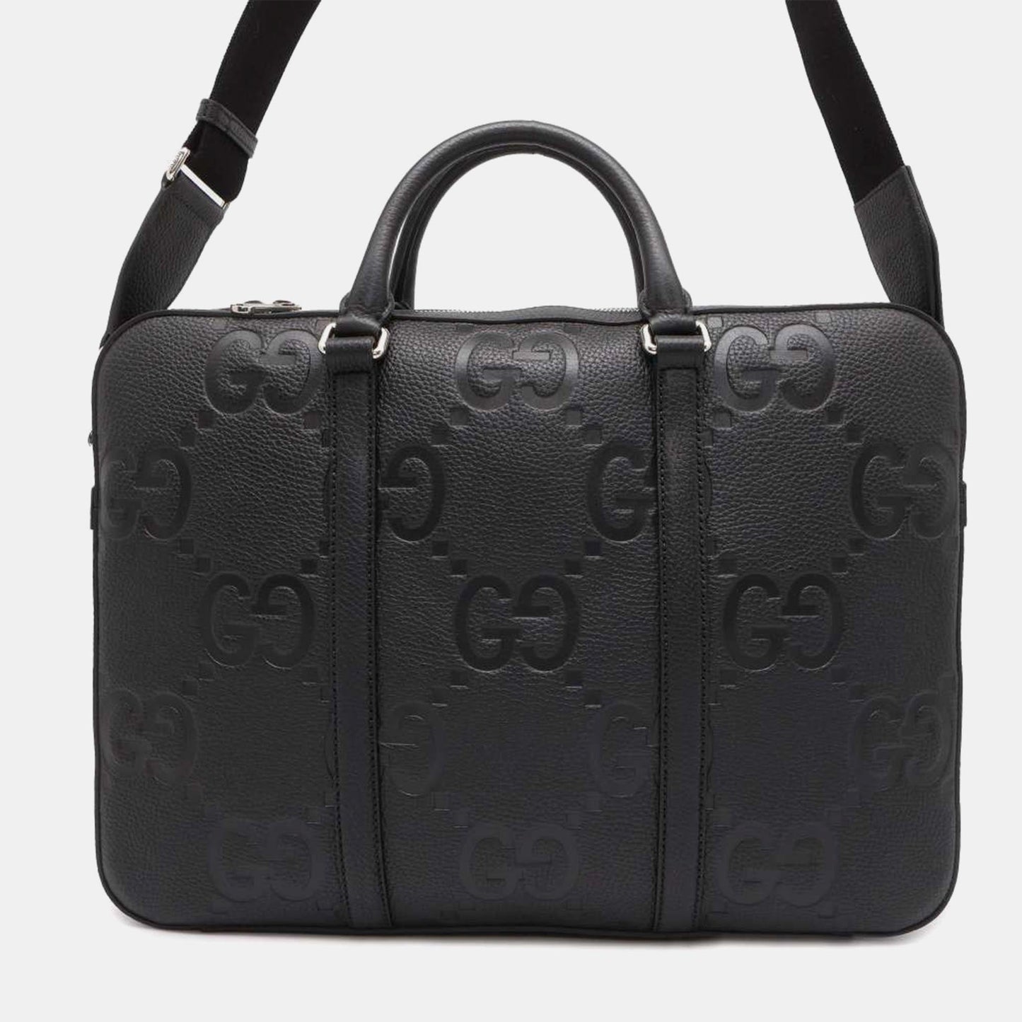Luxury Gucci Trending 2025 Black Leather Jumbo GG  Briefcase