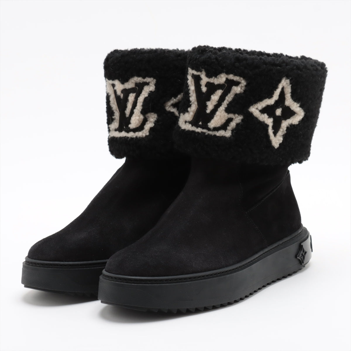 Louis Vuitton Snowdrop Line 22 Years Mouton Boots 38 1/2  Black TC0272 Insol0 Mark  Family Selling Goods