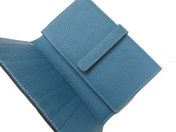 Luxury Hermes Wallet H1125 Wallet Cow Leather Blue
