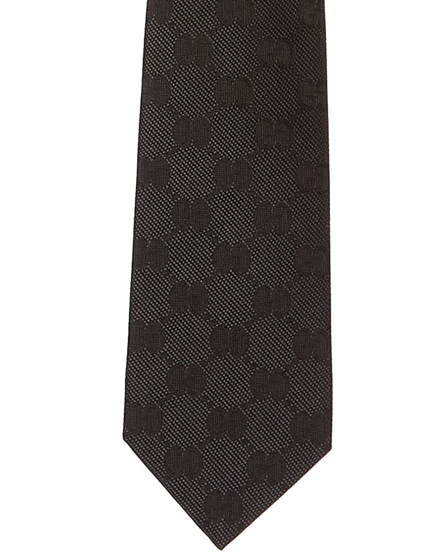 Gucci Black Interlocking G Silk Tie