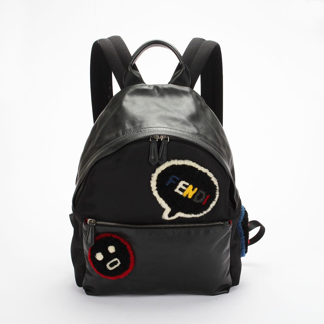 Luxury Fendi Shearling Emoticon Nylon Backpack - '10s