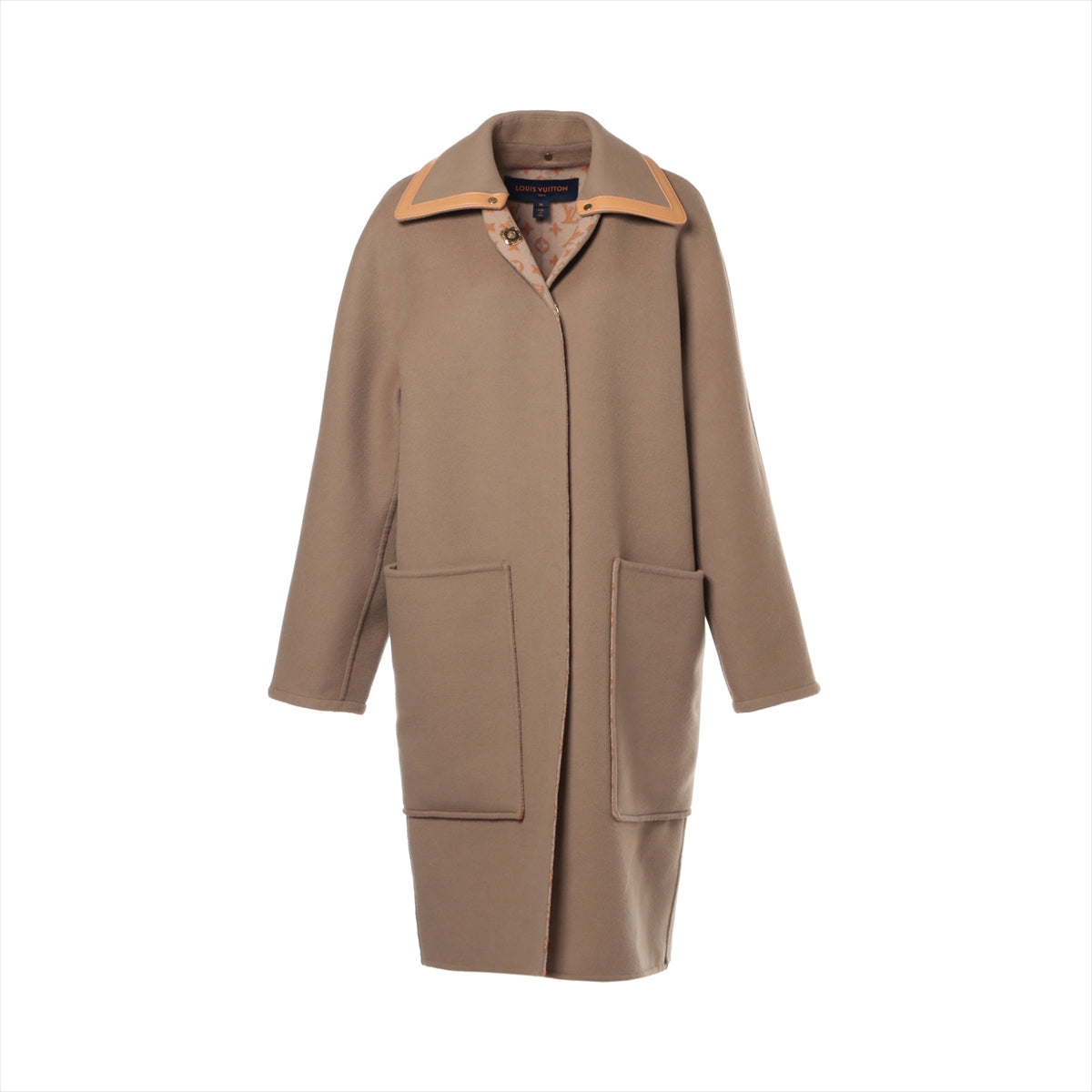 Louis Vuitton 23AW Wool x Silk Coat 36  Brown Removable Bubble Color Double Face Coat RW232W Removable Wool
