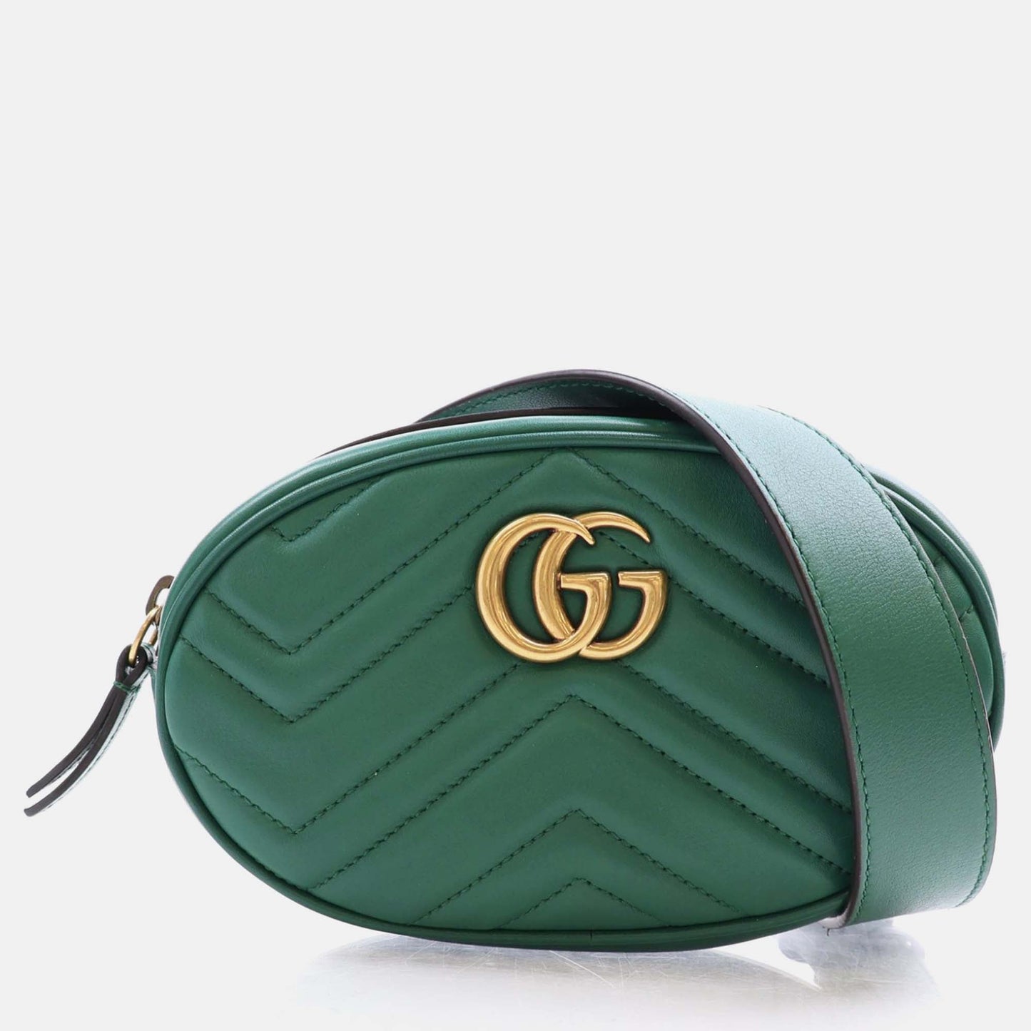 Luxury Gucci Trending 2025 Green Leather GG Marmont Belt Bag