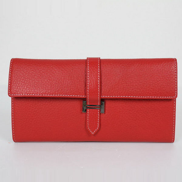 Luxury Hermes Wallet H2035 Wallet Lambskin Red