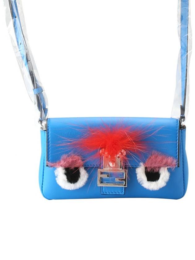 Luxury Fendi Monster Leather Shoulder Bag Blue