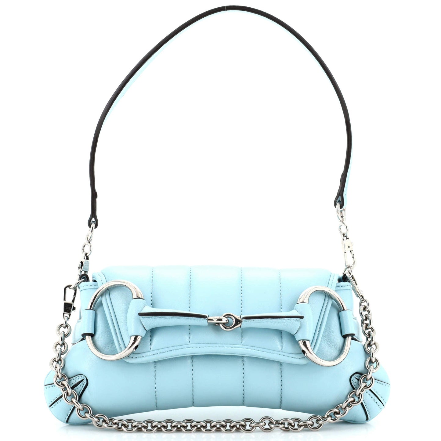 Luxury Gucci Trending 2025 Horsebit Chain Shoulder Bag Vertical Quilted Leather Small