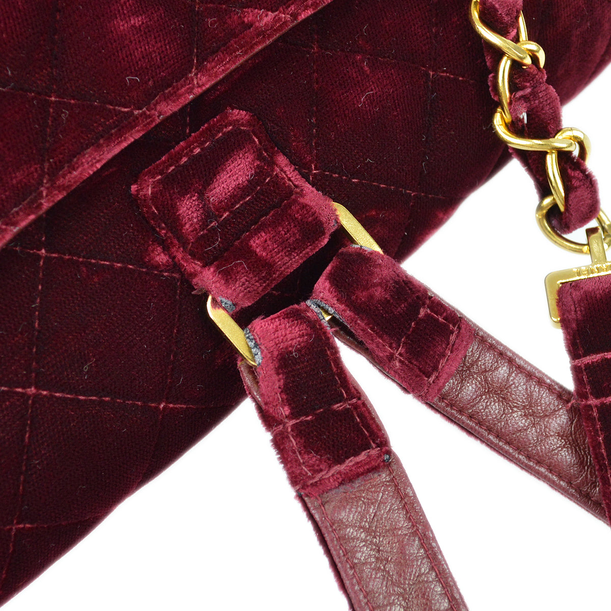 Luxury Chanel * 1994-1996 Classic Flap Backpack Medium Velvet Bordeaux