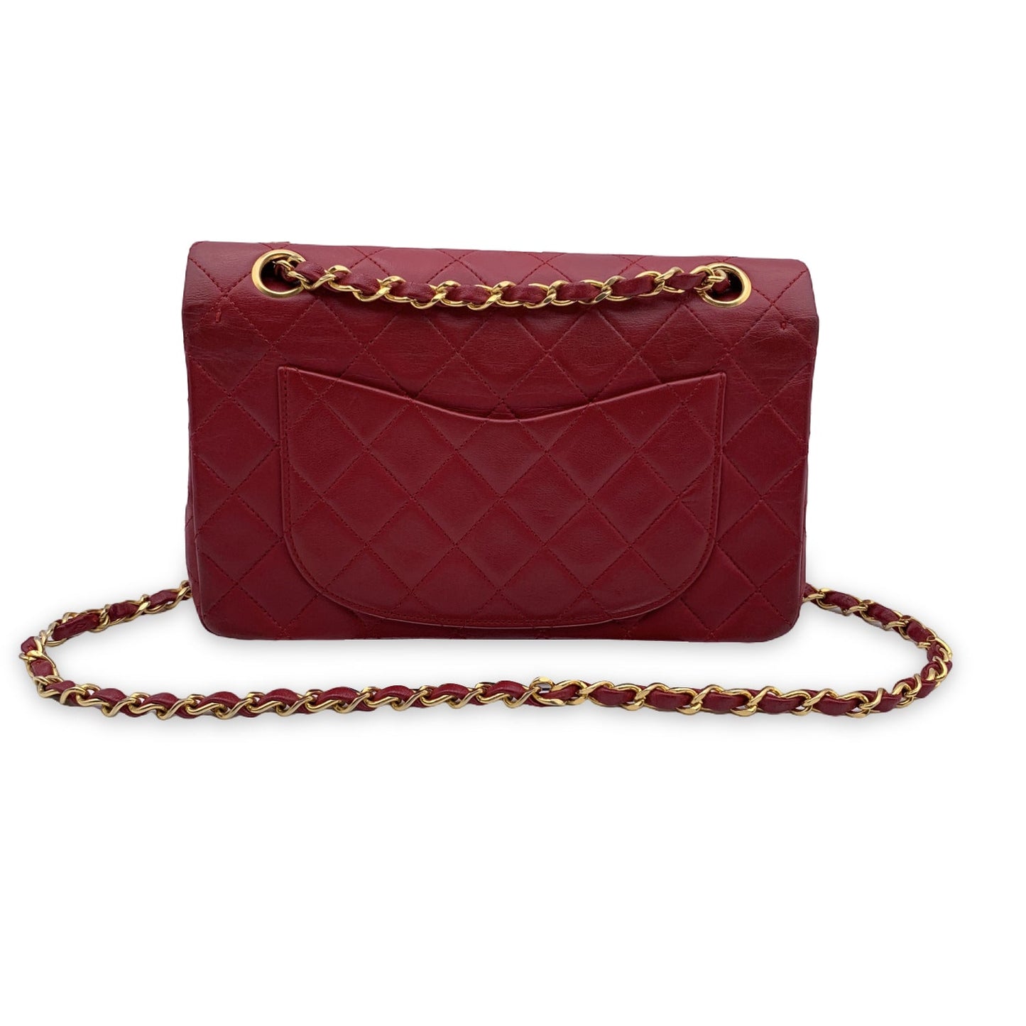 Luxury Chanel Vintage Red Quilted Timeless Classic Small 2.55 Bag 23 Cm