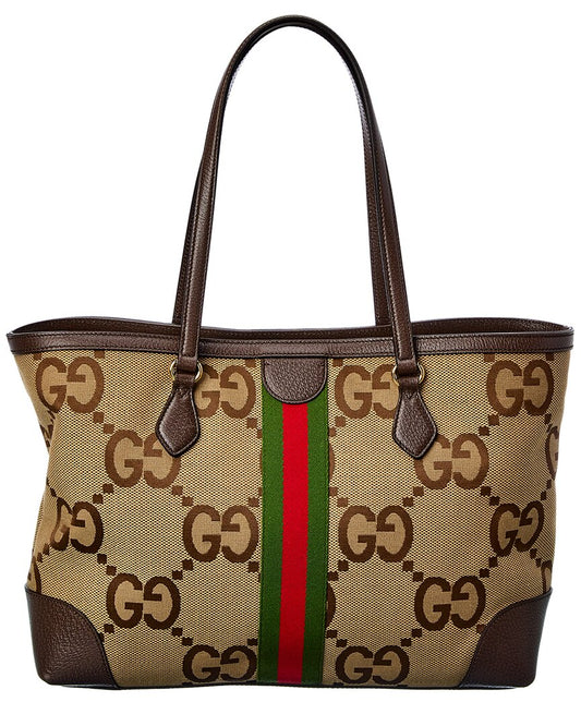 Luxury Gucci Trending 2025 Ophidia Medium Jumbo GG Canvas & Leather Tote