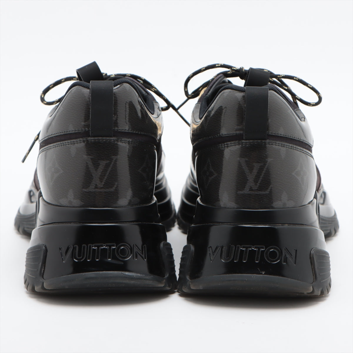 Louis Vuitton Runway Pulse Line 18 Years Vinyl Canvas Trainers 7 1/2 Men Black× Brown Monogram GO1108 ay