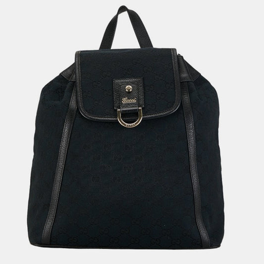 Luxury Gucci Trending 2025 Black Canvas GG Canvas Drawstring Backpack