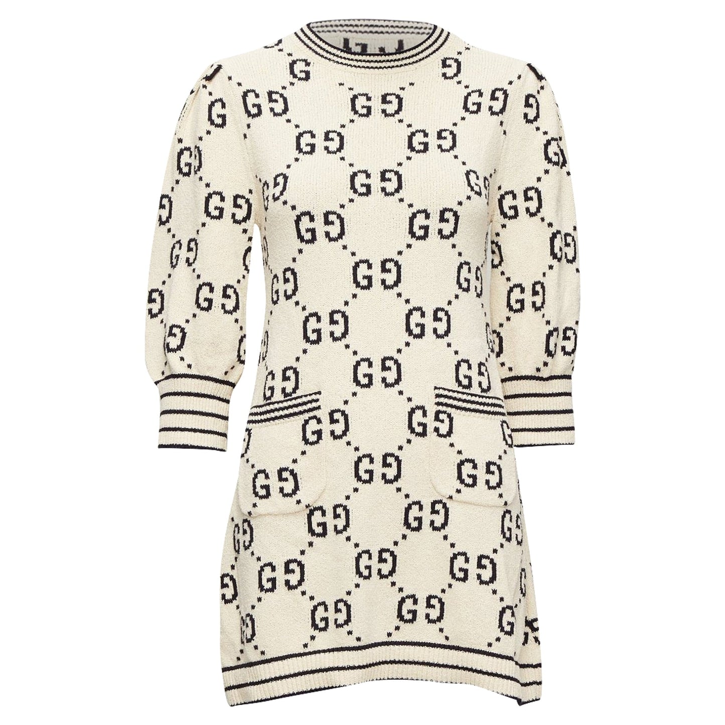 Gucci cotton GG logo jacquard striped rib sweater dress