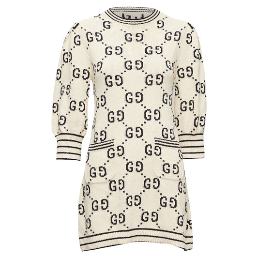 Gucci cotton GG logo jacquard striped rib sweater dress