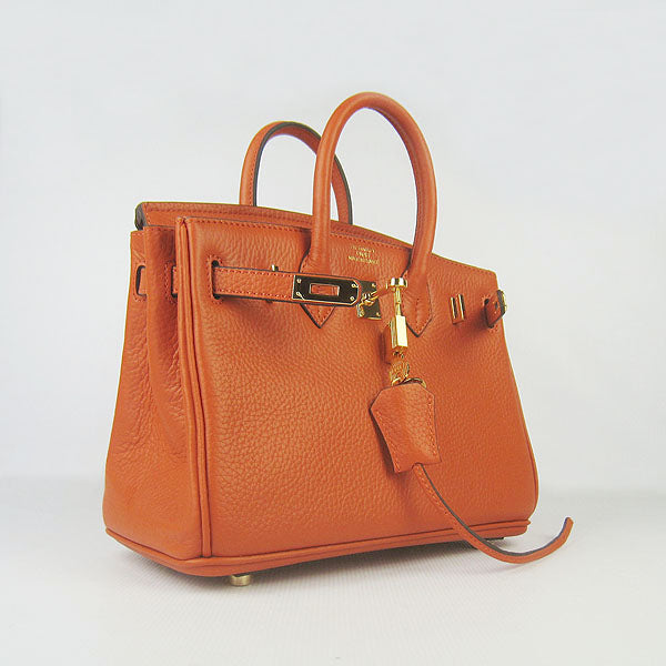 Luxury Hermes Birkin 25cm Handbag 6068 orange golden