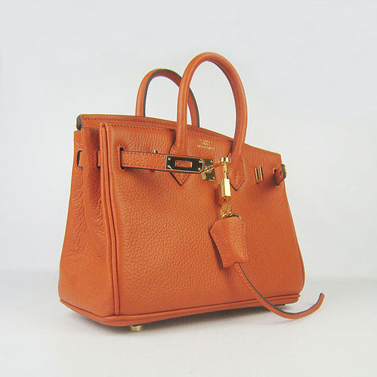 Luxury Hermes Birkin 25cm Handbag 6068 orange golden